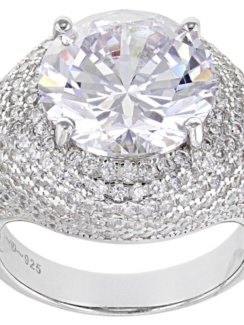 Bella Luce Rhodium Plated Center Design Cluster Ring 13.87ctw. Size 10